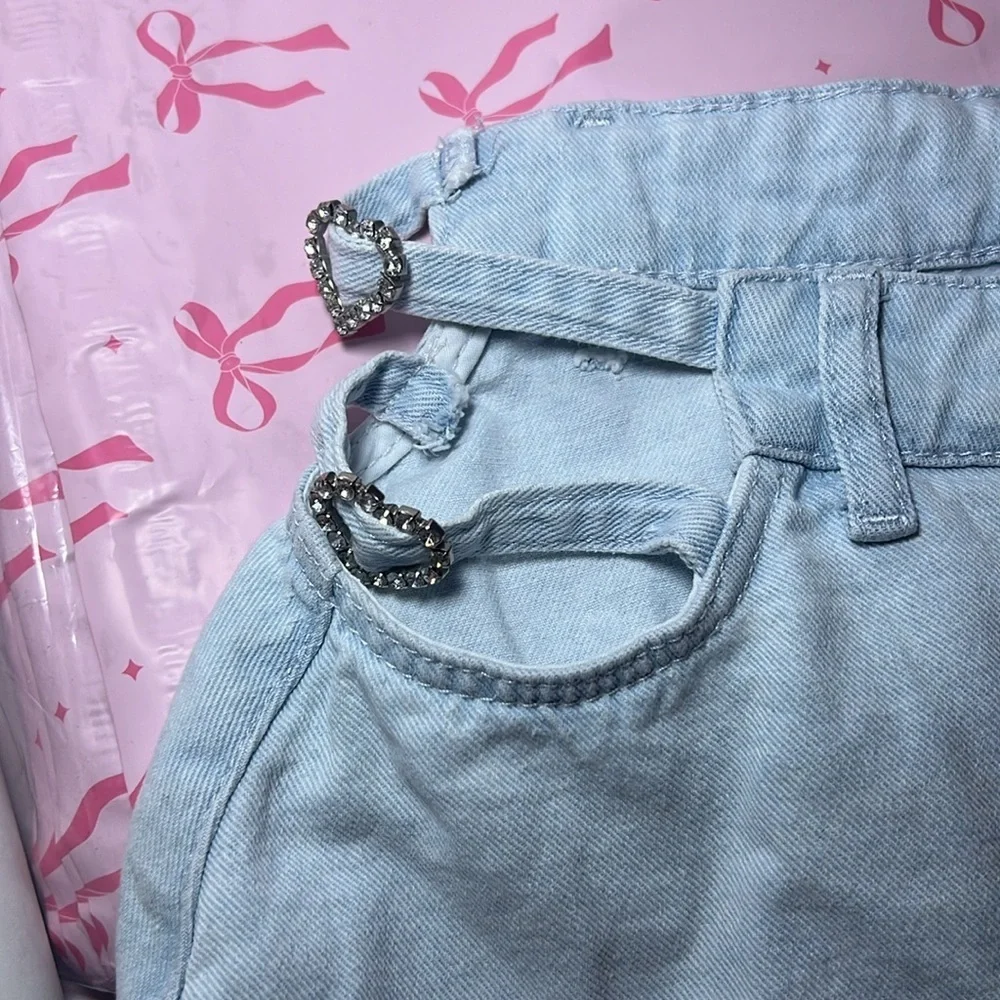 Bershka Light Blue Denim Women Shorts